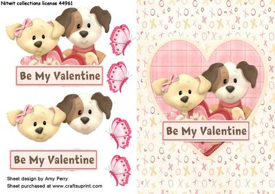Cute Love Dogs in Heart Frame