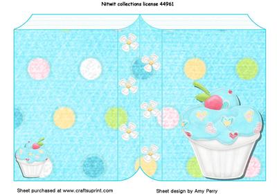 Scrummy Blue Cupcake Book Card