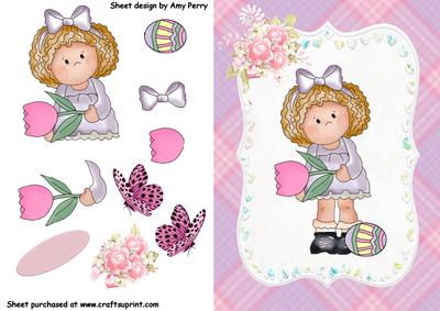 Pretty Little Girl with Flower and Easter Egg