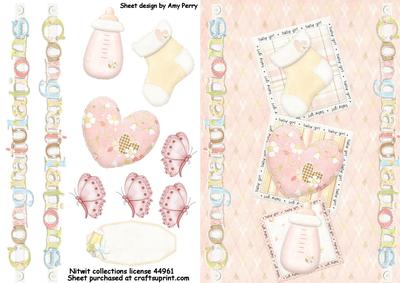 3 Cube Baby Girl with Congratulations Border