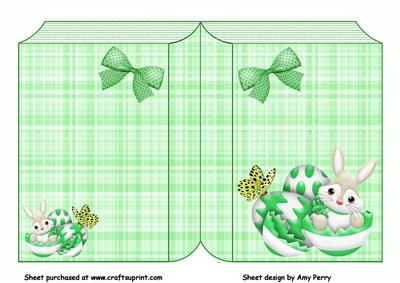 Lovely Bunny in Green Egg Shell Book Card