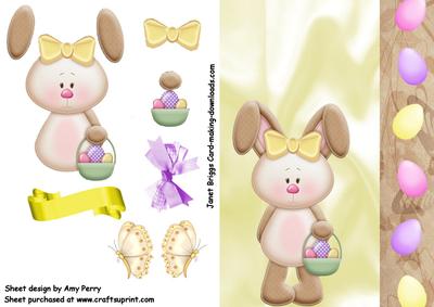 Cute Easter Bunny with Basket of Eggs