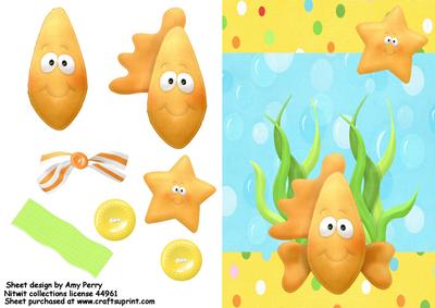Happy Gold Fish with Gold Star Fish