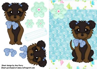 Cute Yorkie with Blue Bow