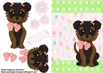 Cute Yorkie with Pink Bow