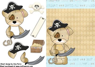 Little Pirate Dog with Sword & Pirate Hat