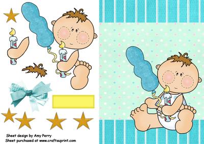 Cute Baby with Blue Balloon & Candle