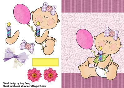 Cute Baby with Pink Balloon & Candle