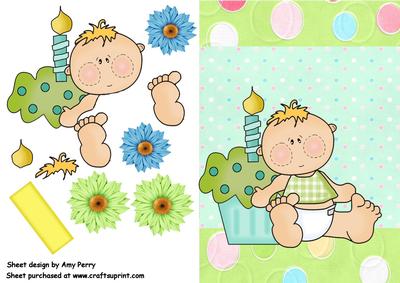 Cute Baby with Green Cupcake