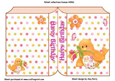 Cute Orange Bird with Flower Book Card