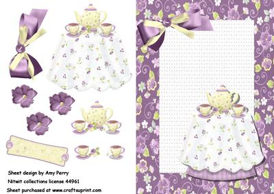 Lovely Teapot Set with Purple Bow