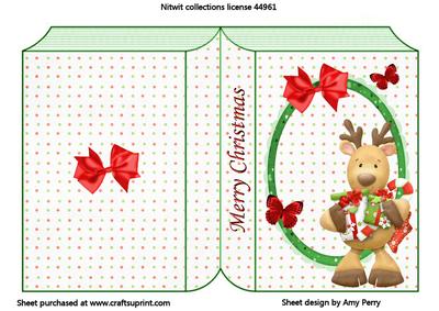 Reindeer in Green Frame Book Card