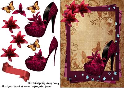 Lovely Pink Shoe with Pink Lillies