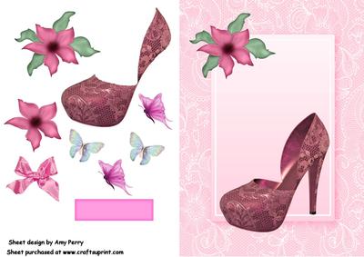 Pink Lace Shoes with Pink Corner Flower