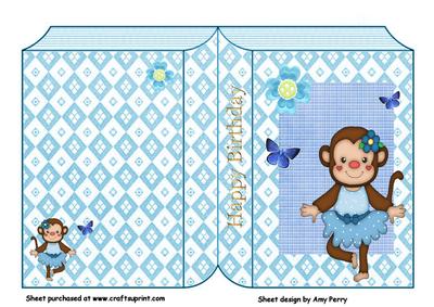 Monkey Dancer in Blue Dress Book Card