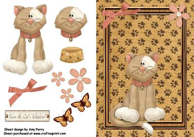 Cute Brown Cat in Wooden Frame