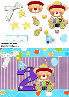 Cute Clown Bear with Number 2