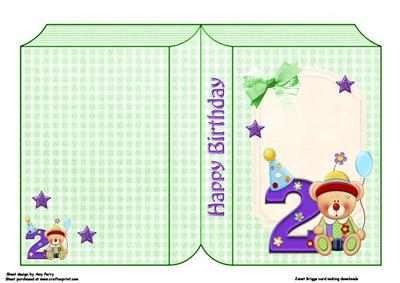 Little Clown Bear with Number 2 Book Card
