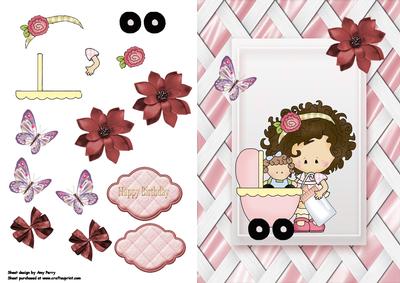 Pretty Little Girl with Pram & Toys