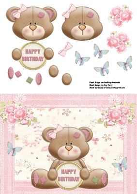 Cute Little Brown Bear with Happy Birthday Tag
