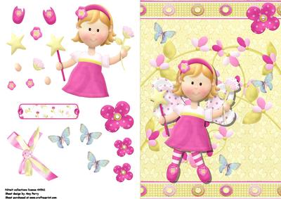 Pretty Little Fairy with Wand & Flower