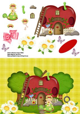 Little Apple House with Little Blonde Girl