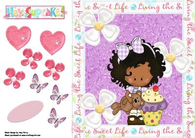 Little Black Girl with Cupcake Topper
