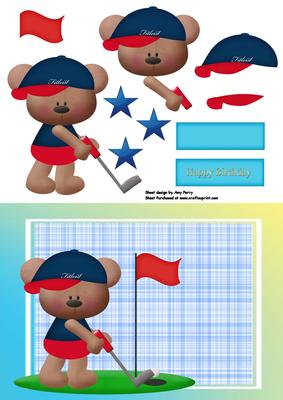 Little Golfing Bear with Golf Club