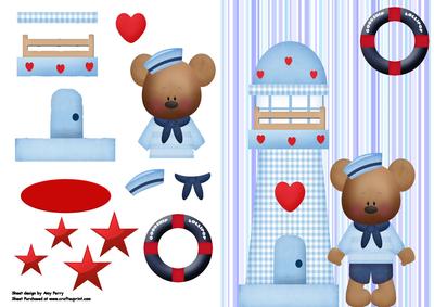 Cute Little Bear in Sailors Outfit