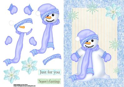 Cute Snowman with Blue Scarf