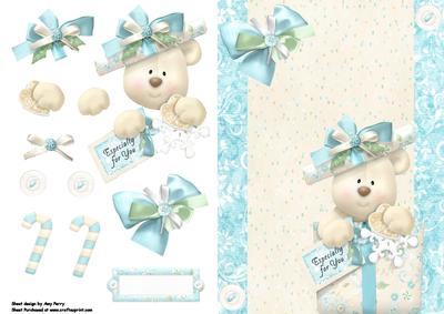 Cute Little Christmas Bear in a Box
