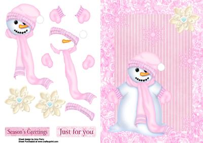 Cute Snowman with Pink Scarf