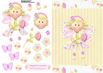 Cute Blonde Fairy with Pretty Floral Border