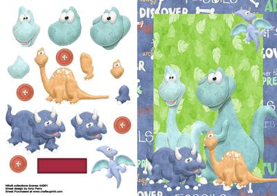 Dinosaur Family in Blue Frame