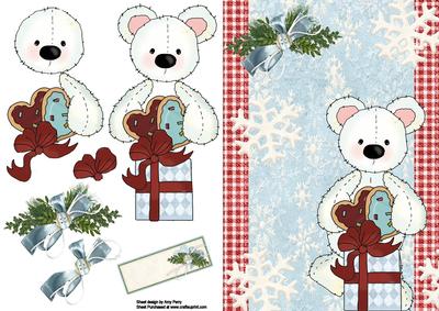 Cute Polar Bear with Present & Cookies