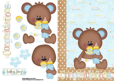 Cute Baby Bear with Bottle & Dummy