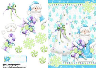 Lovely Aqua Santa & White Christmas Tree