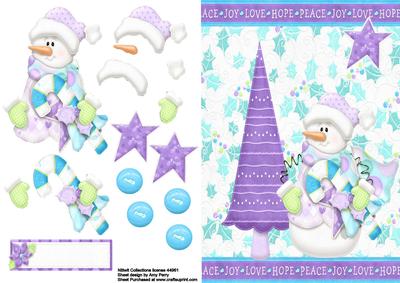 Lovely Snowman Lilac & Blue