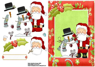 Santa & Friends in Red Christmas Frame