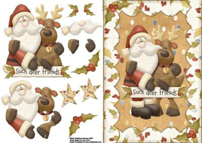 Santa & His Reindeer Such Deer Friends