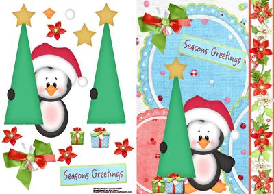 Cute Penguin with Christmas Tree