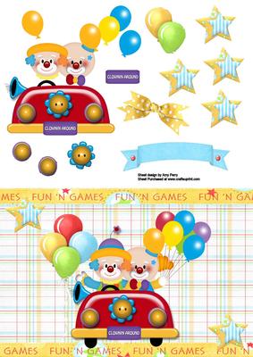 Two Clowns in a Car with Balloons