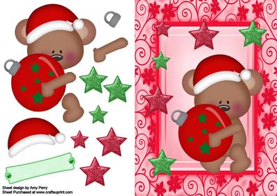 Cuddly Brown Bear Holding Red Bauble