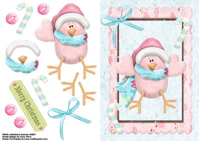Little Pink Bird with Hat & Scarf