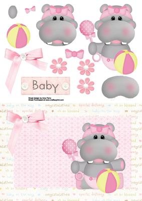 Baby Girl Hippo with Pink Bow