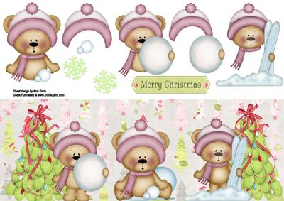3 Gorgeous Snow Bears Long Card
