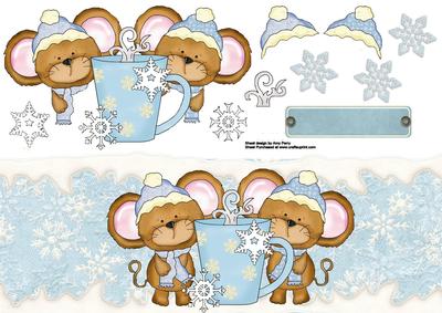Two Christmas Mouse's Sharing a Hot Drink