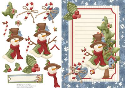 Snowman with Decorated Christmas Tree