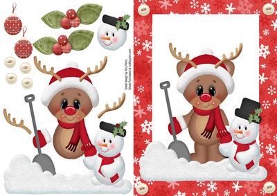 Cute Reindeer with Lovely Little Snowman