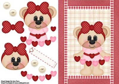 Cute Valentines Bear with Love Hearts